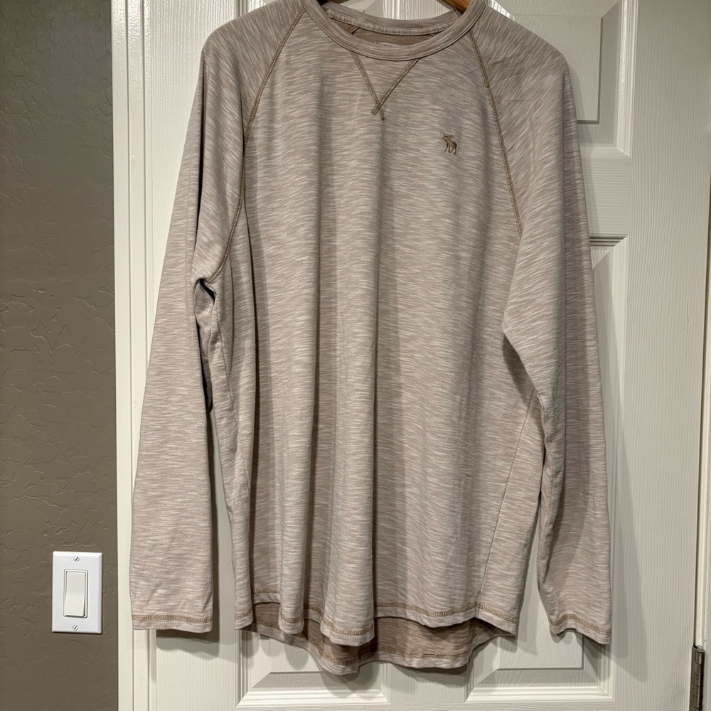 ABERCROMBIE & FITCH Men's Beige Long Sleeve Shirt Size XL Tan Sweatshirt Classic